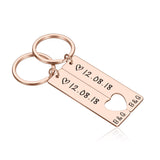 Personalized Heart Keychain Set  Engraved King Date and Name Love Keyring Gift for Couples Girlfriend Boyfriends Key Chain Rings - V.I.P Digital Presence