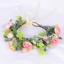 Flower garland headwear, forest style girl, sweet vacation, photography, hair accessories, simulated flowers, green leaves, flower garland - V.I.P Digital Presence