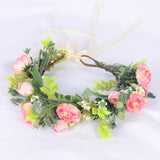 Flower garland headwear, forest style girl, sweet vacation, photography, hair accessories, simulated flowers, green leaves, flower garland - V.I.P Digital Presence