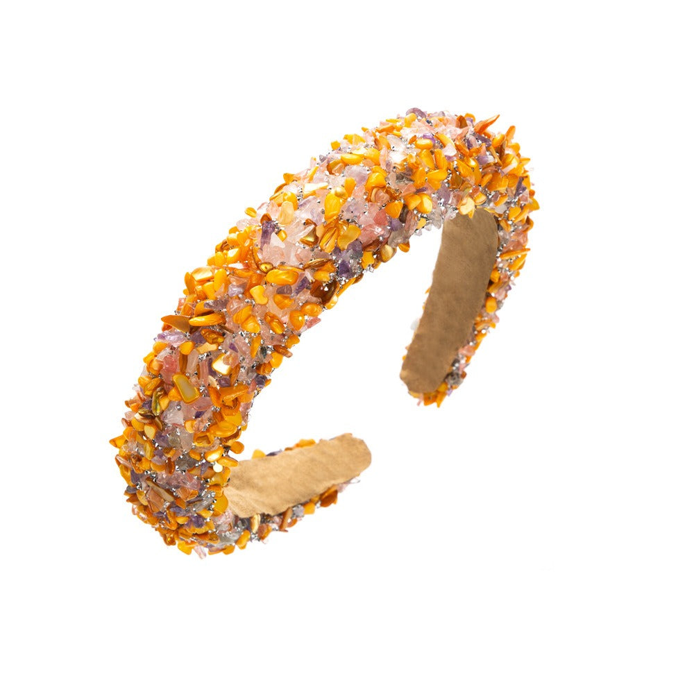 Exaggerated Baroque Colorful Crystal Candy Sponge Wide Edge Hair Hoop Headband - V.I.P Digital Presence