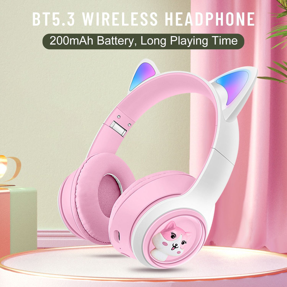 AKZ-07 Luminous Cat's ears (Steamed cat-ear shaped bread) Headworn Bluetooth Headset Subwoofer Video Game Wireless Headset - V.I.P Digital Presence