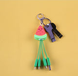 Summer cartoon charging cable refreshing fruit watermelon smiling face keychain data cable creative mobile fast charging cable - V.I.P Digital Presence