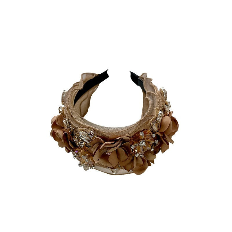 Fabric Flower Heavy Industry Wide Edge Crystal Super Immortal Women's Headband Headwear - V.I.P Digital Presence