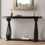 48-Inch Rustic Vintage Console Table --- Farmhouse Style Entryway Table with Open Shelf and Sturdy Construction (Black) - V.I.P Digital Presence