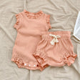 Baby Pit Thread Crawling Clothes Spring/Summer Wooden Ear Edge Girls' Harper+Drawstring Big PP Pants Set - V.I.P Digital Presence