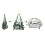 12 Holes Foldable Crab Fish Trap Cast Net Cast Folding Fishing Net