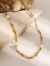 Stainless Steel Pearl Chain Necklace - V.I.P Digital Presence