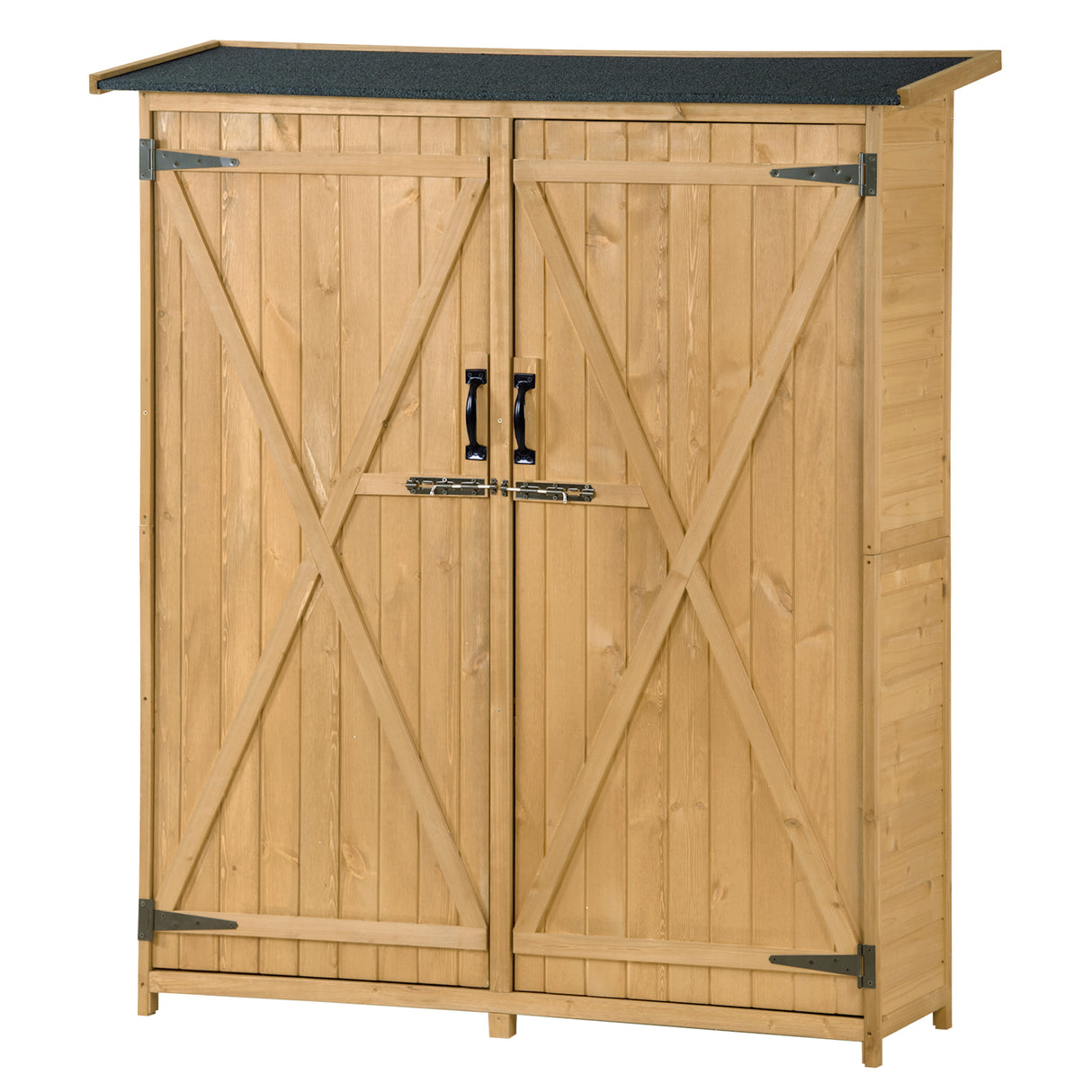 Outdoor 5.3ft Hx4.6ft L Wood Storage Shed Tool Organizer,Garden Shed, Storage Cabinet with Waterproof Asphalt Roof Natural - V.I.P Digital Presence