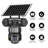 V380 360-Degree Panoramic 3-View 3-Lens Wireless WiFi/4G Solar-Powered Camera Surveillance System - V.I.P Digital Presence