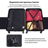 3 Piece Luggage Sets PC+ABS Lightweight Suitcase with Two Hooks Spinner Wheels (20/24/28) Red