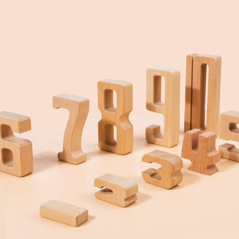 Children's Montessori early education teaching aids, large particle beech wood digital building blocks, kindergarten enlightenment assembly, stacking and height toys - V.I.P Digital Presence