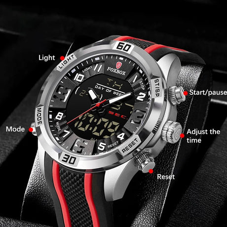 Lige Men's Dual Display Watch Multi-Function Chronograph Sports Waterproof Watch - V.I.P Digital Presence