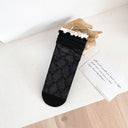 1 pair of socks for women summer thin black middle tube socks Japanese lace ballet style socks mesh breathable pile socks - V.I.P Digital Presence