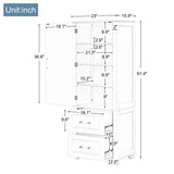 Tall Bathroom Storage Cabinet, Freestanding Storage Cabinet with Two Drawers and Adjustable Shelf, MDF Board , Grey - V.I.P Digital Presence