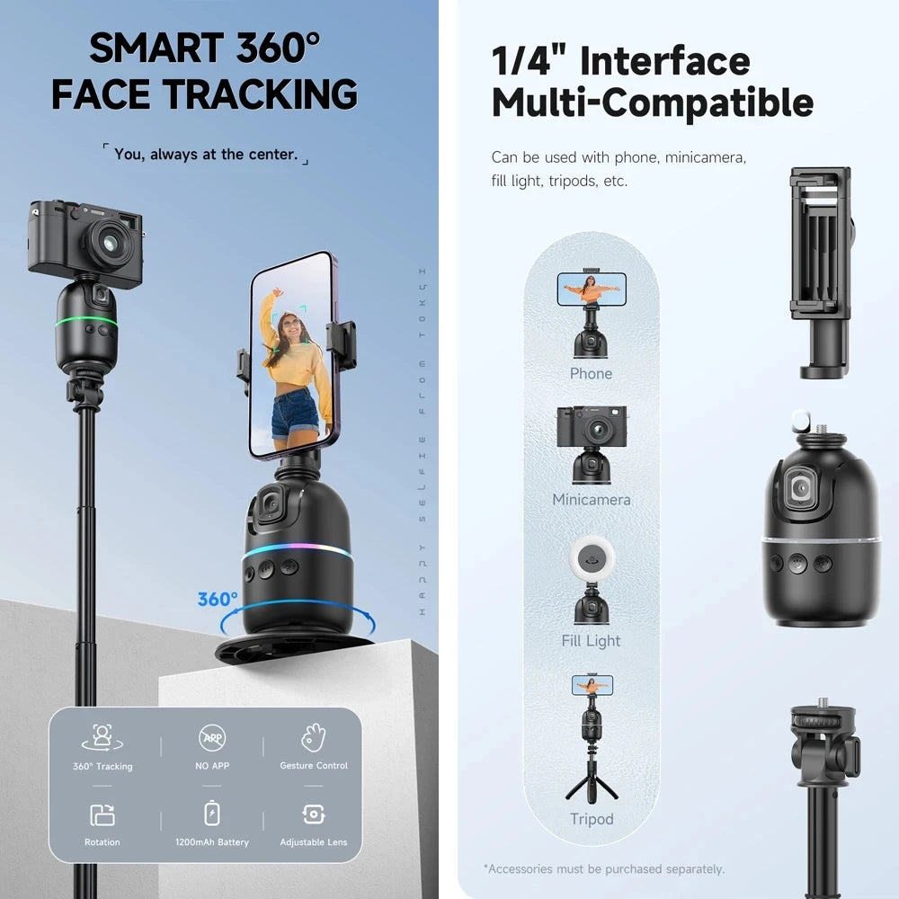 P03  AI Smart Gimbal 360° Auto Face Tracking Gimbal All-in-one Rotation For Smartphone video Vlog Stabilizer Phone Holder - V.I.P Digital Presence