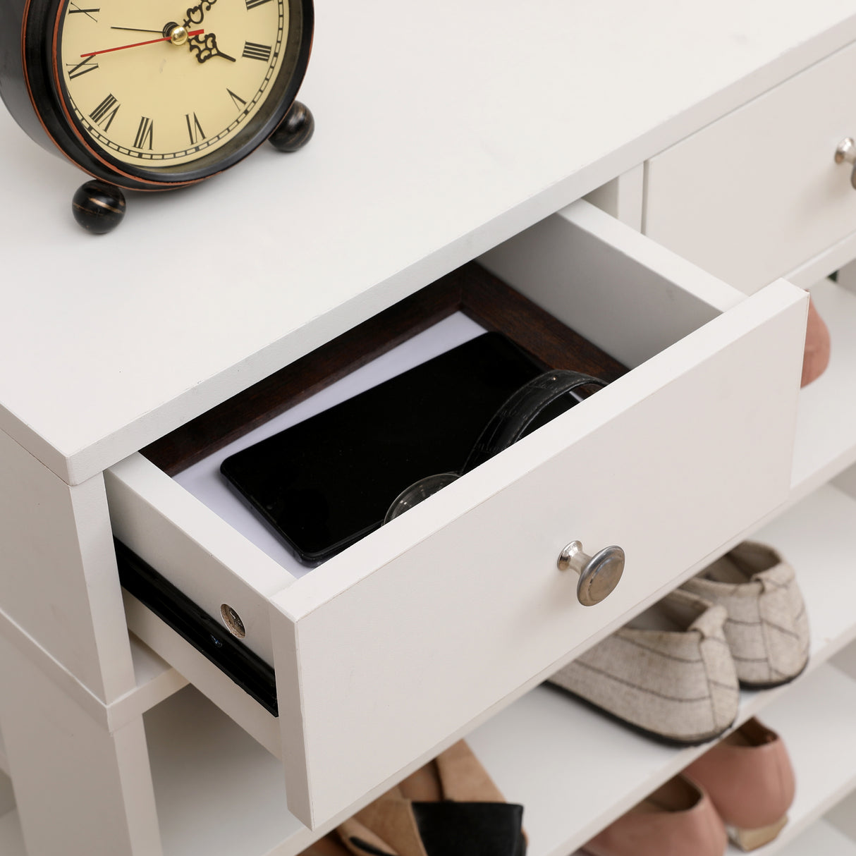 Storage Rack Storage Organiser in the Entryway Economical Home Shoe Rack Multi-Layer Shoe Cabinet (White) - V.I.P Digital Presence