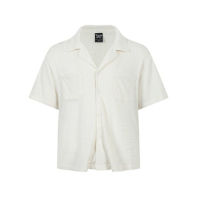 Texture sensation lapel short sleeved shirt for men simple solid color Cuban collar shirt - V.I.P Digital Presence