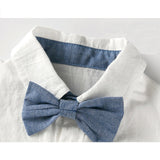 Male baby infant two-piece summer climbing suit with collar, gentleman's white shirt, overalls, tie dress, British style - V.I.P Digital Presence