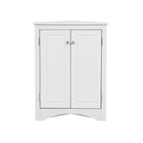 White Triangle Bathroom Storage Cabinet with Adjustable Shelves, Freestanding Floor Cabinet for Home Kitchen - V.I.P Digital Presence