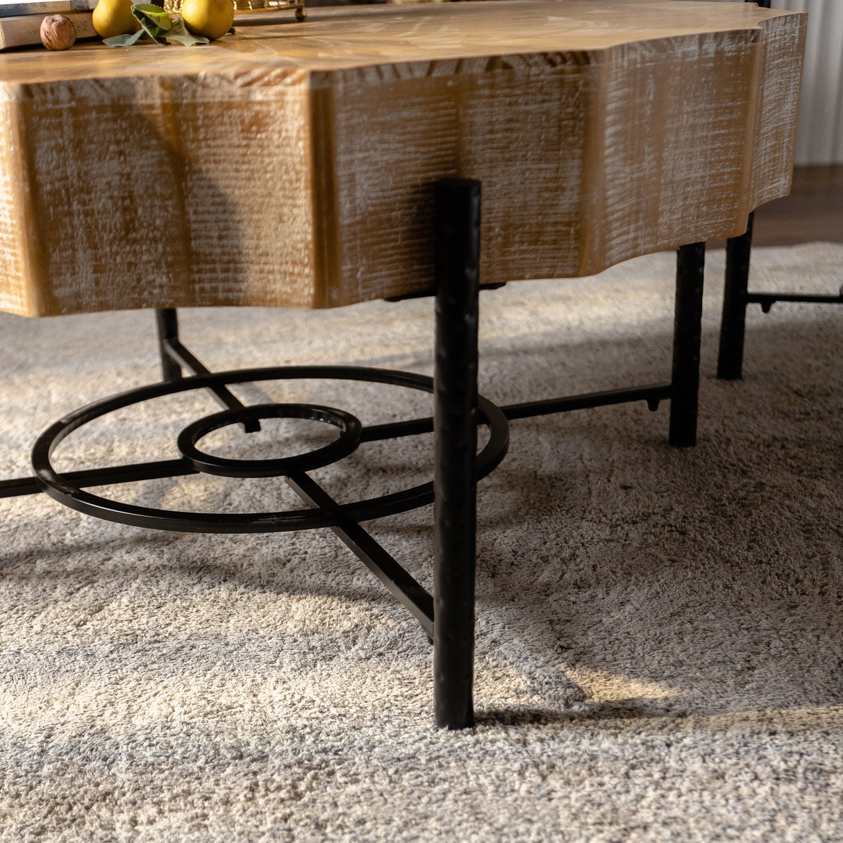 31.5 "Vintage Patchwork Lace Shape Coffee Table Cedar Coffee Table Set (Set of 2)