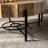 31.5 "Vintage Patchwork Lace Shape Coffee Table Cedar Coffee Table Set (Set of 2)