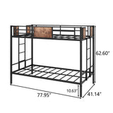 Bunk Bed Twin Over Twin Size Metal Bunk Bed with Ladder and Full-Length Guardrail Metal Bunk Bed Black - V.I.P Digital Presence
