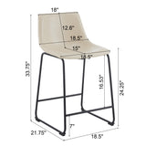 (2 sets) Retro style 24 inch armless industrial faux leather counter stool with metal legs and footrests, cream and black - V.I.P Digital Presence
