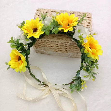 Hawaiian Sun Wreath Headwear, European and American Beautiful Bridal Hairband, Wedding Hair Ornament, Headflower - V.I.P Digital Presence