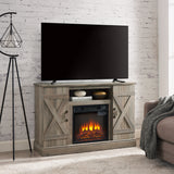 Farmhouse Classic Media TV Stand Antique Entertainment Console with 18" Electric Fireplace Insert for TV up to 50" with Open - V.I.P Digital Presence