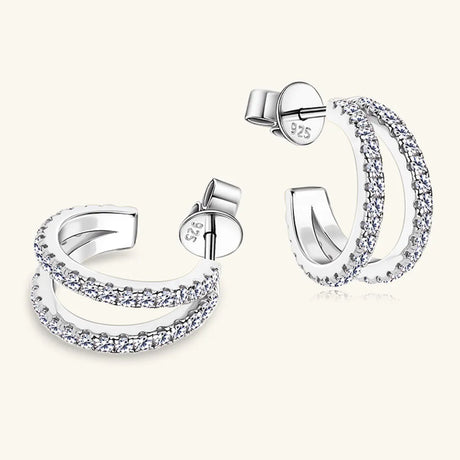 Moissanite 925 Sterling Silver C-Hoop Earrings - V.I.P Digital Presence