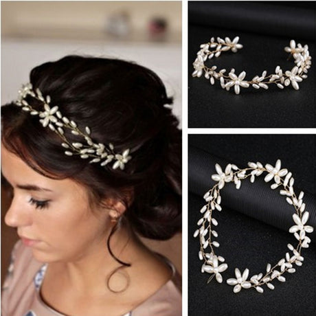 Handmade pearl twisted bead headwear wedding dress bride's hair accessories - V.I.P Digital Presence