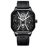 POEDAGAR Fashion Men Luxury Wristwatches Chronograph Luminous Waterproof Date Man Watch Square Dial Leather Quartz Men's Watches - V.I.P Digital Presence