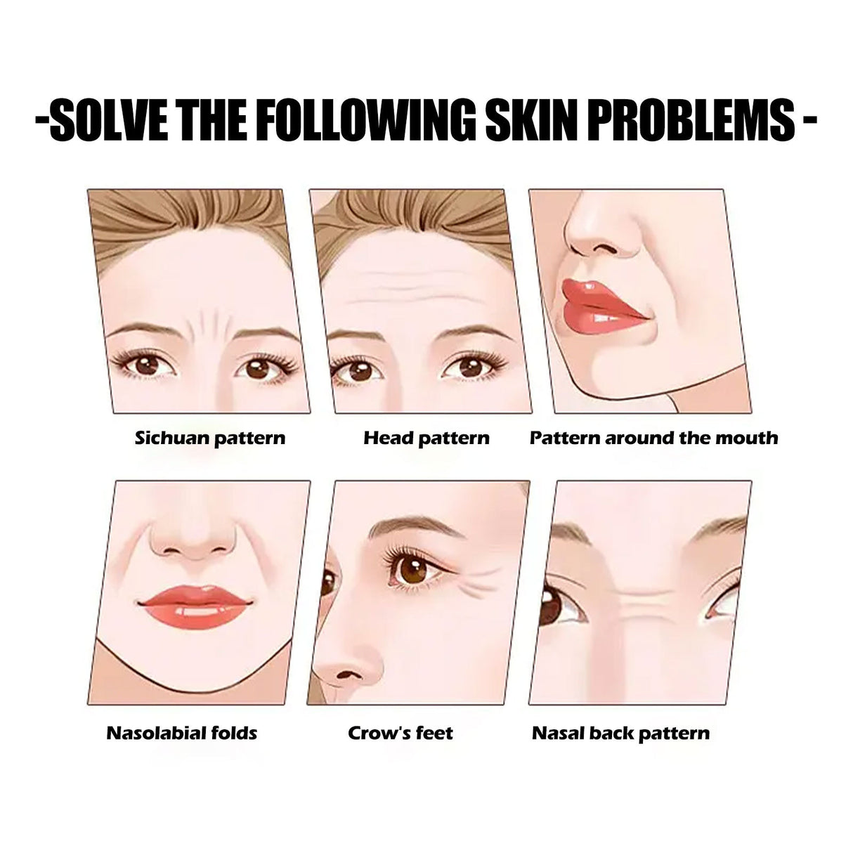 Parche facial suavizante y antiarrugas, aclara las líneas finas de los ojos y tensa las líneas de la cabeza.