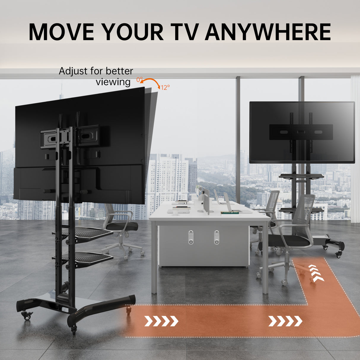 FANCO Universal Rotating TV Stand, suitable for 32-80 inch TVs, adjustable tilt height, maximum VESA 600x400mm (black) - V.I.P Digital Presence