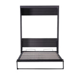 Full Size Murphy Bed with Wardrobe and Drawers, Storage Bed, can be Folded into a Cabinet, Gray - V.I.P Digital Presence