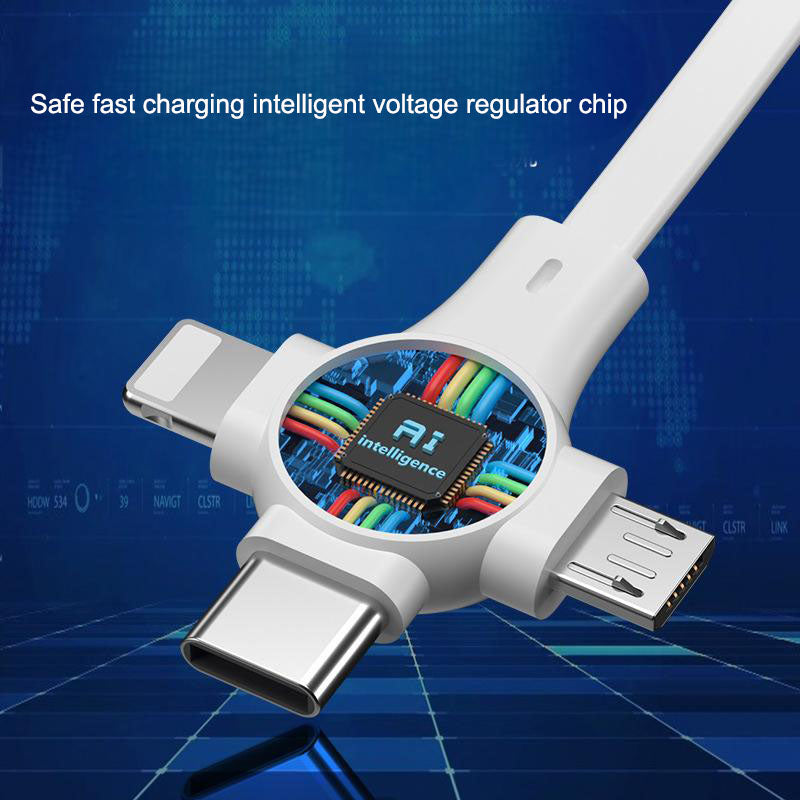 Mobile phone three in one data cable, retractable charging cable, one to three - V.I.P Digital Presence
