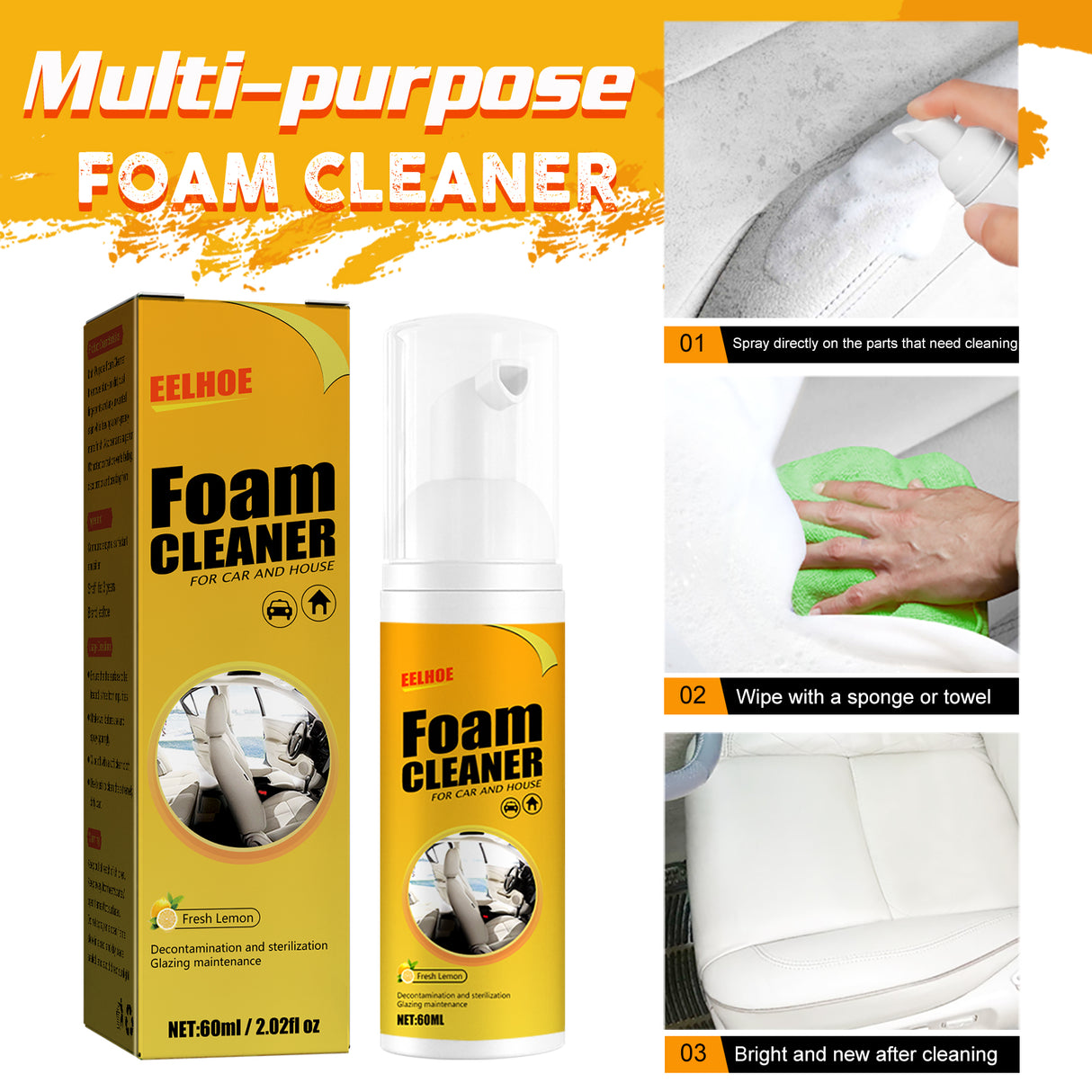 Automotive Steering Wheel Foam Cleaner, Leather Seat Supplies Decontamination Multi-Functional Interior Cleaner - V.I.P Digital Presence
