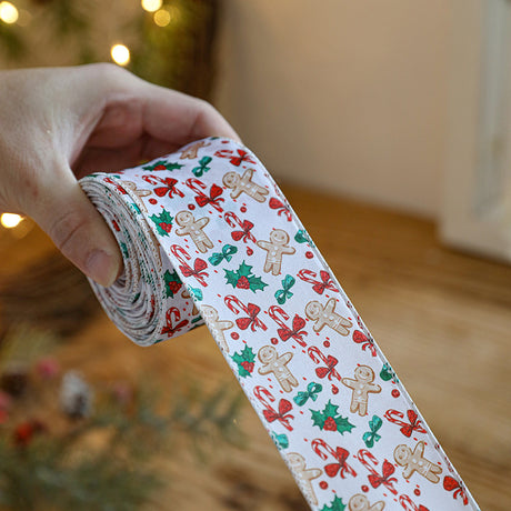 Christmas decoration ribbon, cedar pattern printed ribbon, bow tie, Christmas decoration ribbon, holiday ribbon - V.I.P Digital Presence