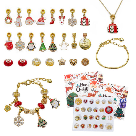 DIY creative children's bracelet jewelry 24-grid calendar Christmas holiday surprise blind box silver set - V.I.P Digital Presence