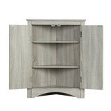 Oak Triangle Bathroom Storage Cabinet with Adjustable Shelves, Freestanding Floor Cabinet for Home Kitchen - V.I.P Digital Presence