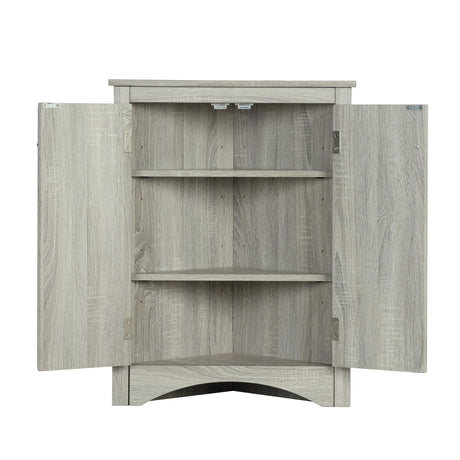 Oak Triangle Bathroom Storage Cabinet with Adjustable Shelves, Freestanding Floor Cabinet for Home Kitchen - V.I.P Digital Presence