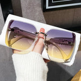 new fashion trimmed sunglasses half frame high quality trend simple sunglasses for women with fine glitter - V.I.P Digital Presence
