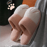 Winter House Warm Fur Slipers For Women Cute Cat paw Designer Bedroom Warm Plush Shoes Non-slip Indoor Women Furry Slippers - V.I.P Digital Presence