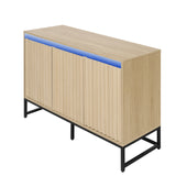 Engraved 3-door side panel with LED, self-service cabinet storage cabinet, modern coffee bar cabinet with adjustable shelf - V.I.P Digital Presence