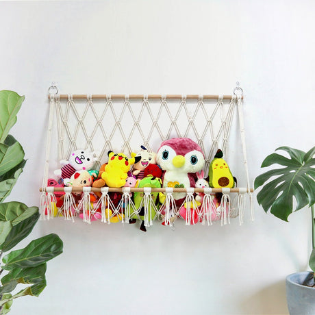 Creative wall decoration cotton rope woven mesh bag toy hammock storage tapestry - V.I.P Digital Presence