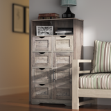 5 Drawers Storage Cabinet with Adjustable Shelves, Bathroom Cabinet with Doors, Floor Cabinet for Living Room Grey - V.I.P Digital Presence