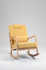Rocking Chair Upholstered Fabric Rocking Armchair Indoor with High Backrest Glider Chairs and Lumbar Pillow for Living Room - V.I.P Digital Presence