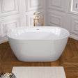 51 Inch Acrylic Freestanding Bathtub Contemporary Soaking White Tub with Overflow and Pop-up Drain Glossy White - V.I.P Digital Presence
