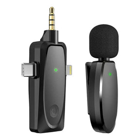 Wireless lavalier microphone 1-to-2 mobile live streaming lavalier microphone 3-in-1 high-definition noise cancelling sound quality - V.I.P Digital Presence