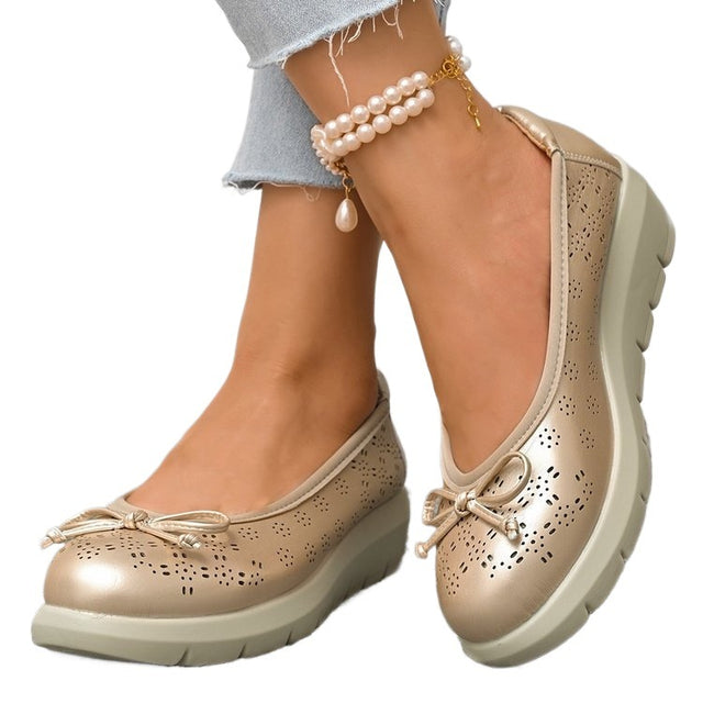Hollow out ultra light bow soft sole thick sole plus size women's shoes - V.I.P Digital Presence
